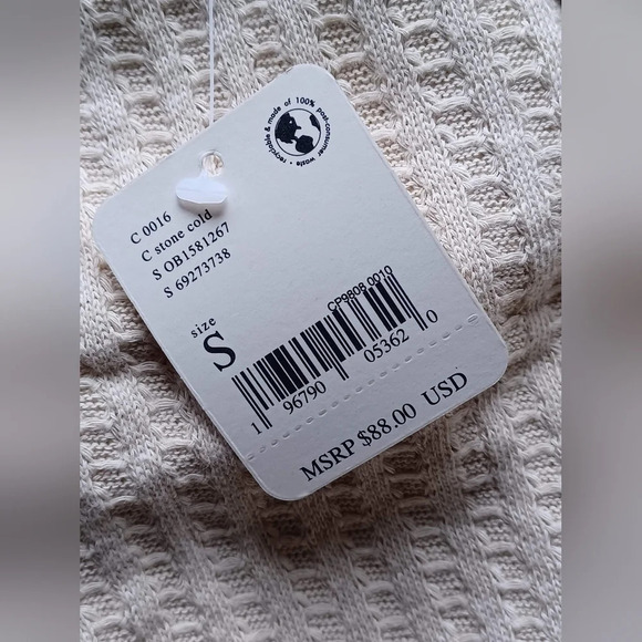 A NWT - Free People Juicy Stone Cold Long Sleeve Waffle Knit Top - Picture 7 of 7